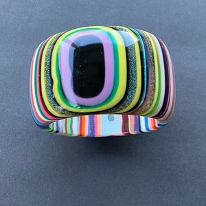 Sobral Jackie Double Bull’s Eye Wide Pop Art Bracelet 2” Wide Signed